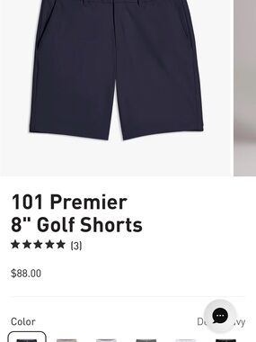 Puma 101 Premier 8" Golf Shorts - Dark Navy - NWOT - 38